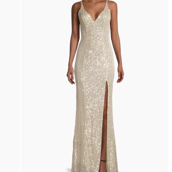 Ieena for Mac Duggal Sequin V-Neck Gown - Size 12 - Picture 5 of 6